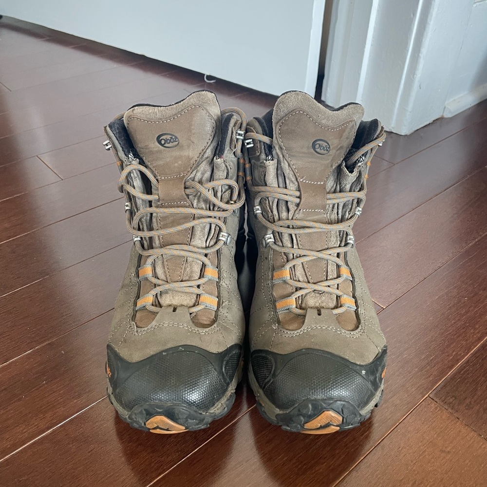 Oboz Brown Hiking Boots with Orange Accents